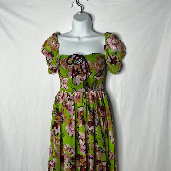 By Egreis Catalina Dress Green Floral Print Maxi Dress‎ Size XS - Picture 3 of 15